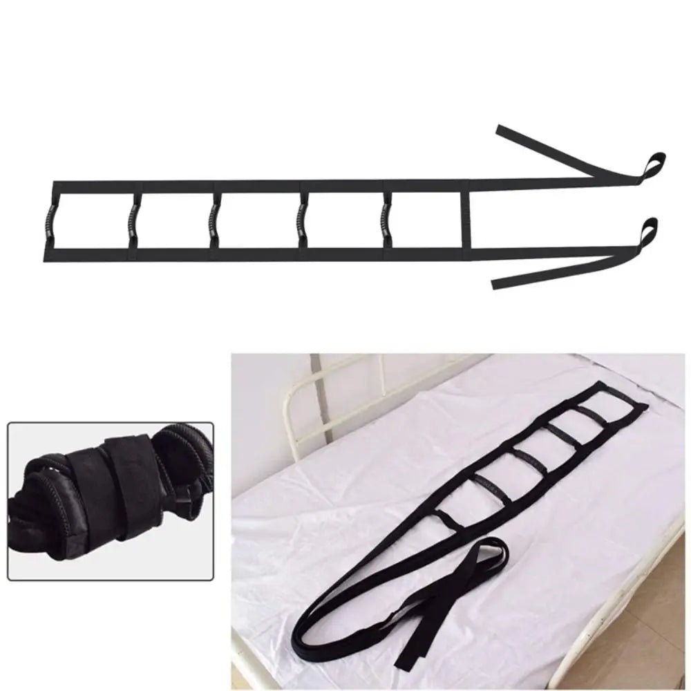 Adjustable Elderly Sit up Rope Padded Helper Bed Ladder Assist Strap Hand Grip with 3/4/6 Handle Elderly Pull up Strap Household