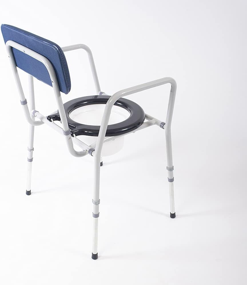 Compact Dovedale Commode with Seat & Backrest, Medium, Modern & Discreet, Height Adjustable to Suit User - Blue and White