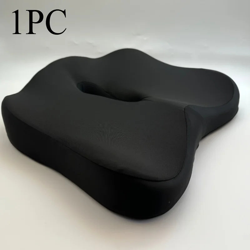 1Pc Ergonomic Seat Cushion - 3-Zone Memory Foam Support, Tructured Base, Light Green/Grey for Office/Car/Wheelchair Use