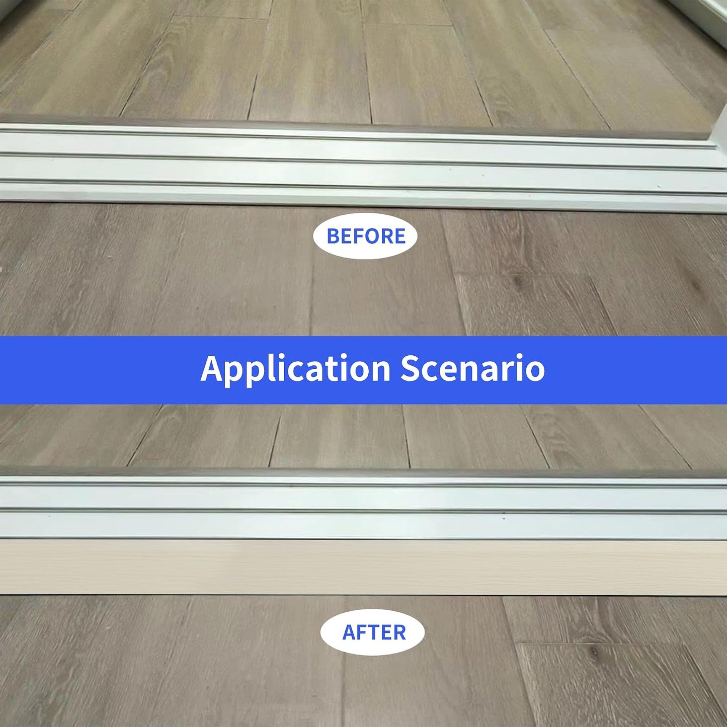 1 M Adhesive Door Threshold Ramp 5 Mm-10 Mm (H) PVC Transition Strips Floor Threshold Ramp, Width 5 Cm, Beige Wood Grain (Two Sides Adhesive)