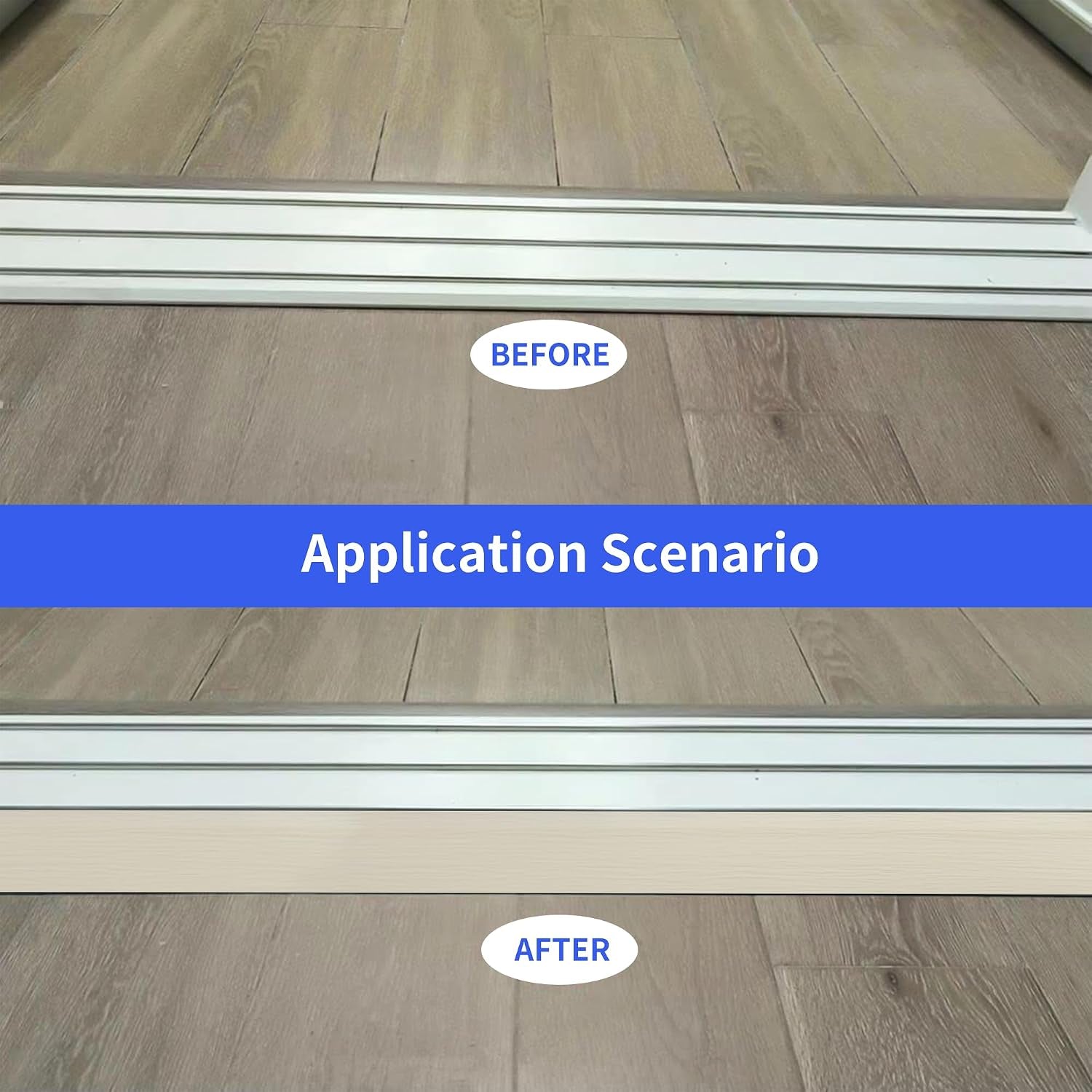 1 M Adhesive Door Threshold Ramp 5 Mm-10 Mm (H) PVC Transition Strips Floor Threshold Ramp, Width 5 Cm, Beige Wood Grain (Two Sides Adhesive)