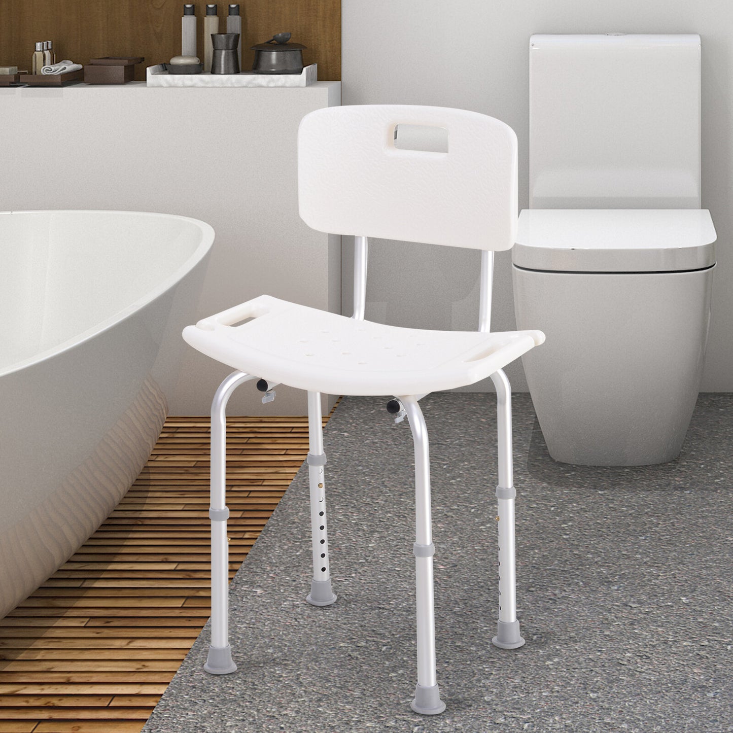 Bath Chair Shower Stool Safety Seat Bathroom Adjustable Positions Elderly Aids