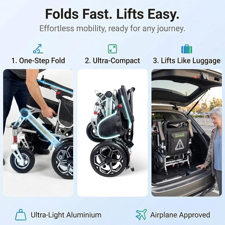 Free to Be Ultra Lightweight Folding Electric Wheelchair Aluminium