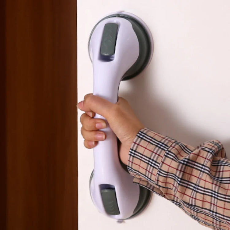 Suction cup bathroom grab bar for smooth, non-porous surfaces