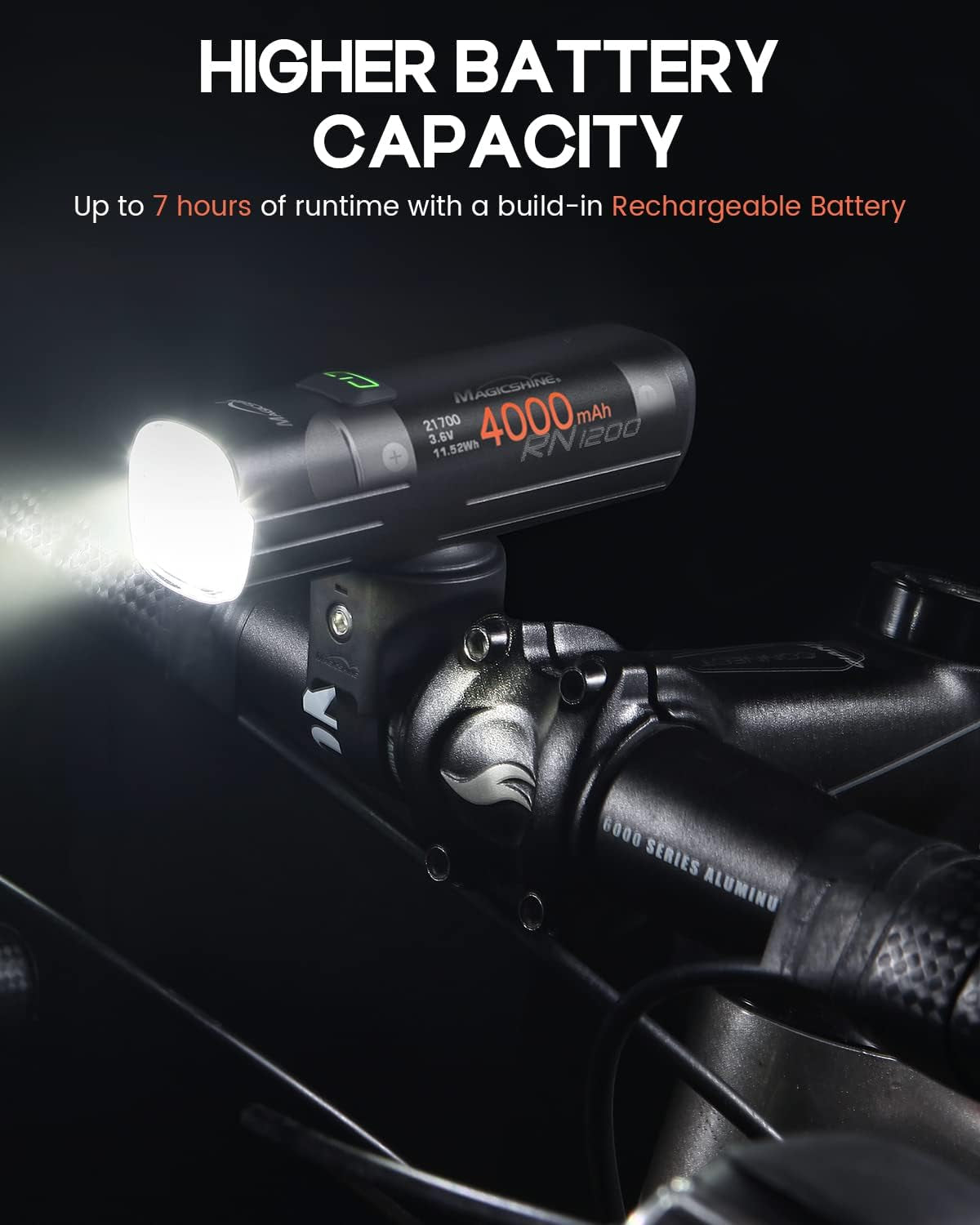 Front Light,Rn 1200 Lumens Powerful LED TYPE-C Rechargeable Bicycle Lights,Ipx 7 Waterproof MTB Mountain Bicycle Headlight,7 Light Modes Fits All Bicycles