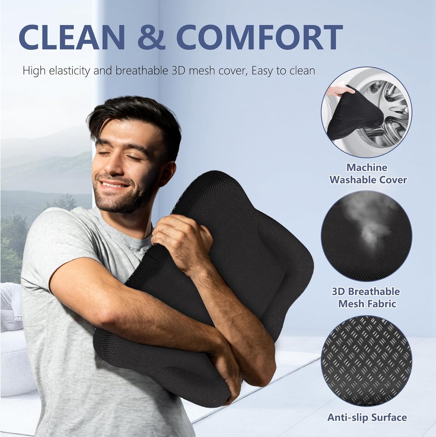 Gel Seat Cushion for Office Chair, Car Seat Cushion Chiar Ergonomic Anti-Slip Gel Non-Slip Seat Back Butt Support Cushion, Tailbone, Sciatica Long Sitting Tailbone Pain Relief