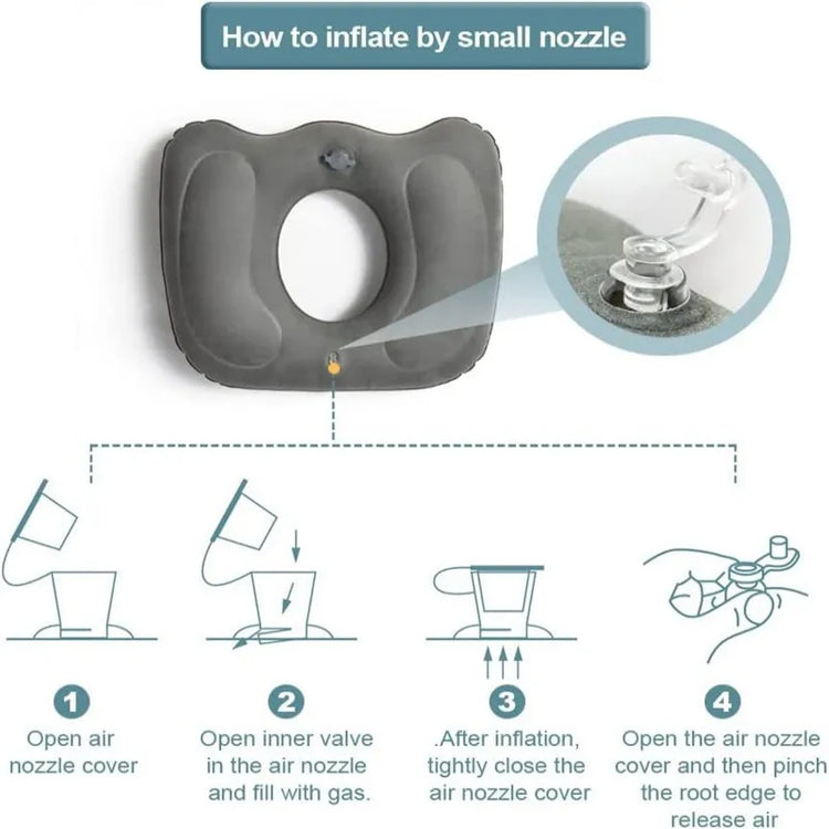 Inflatable Donut Seat Cushion — Adjustable Firmness