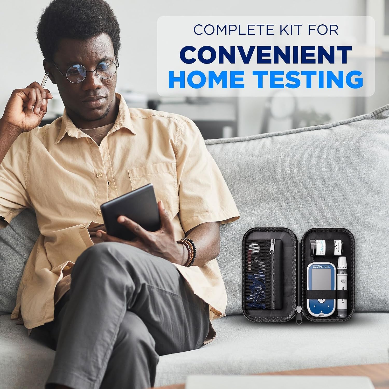Gluconavii Blood Glucose Monitor Kit | Blood Sugar Monitor with Test Strips & Lancets | Diabetes Testing Kit | Blood Glucose Monitoring System for Home & Travel Use