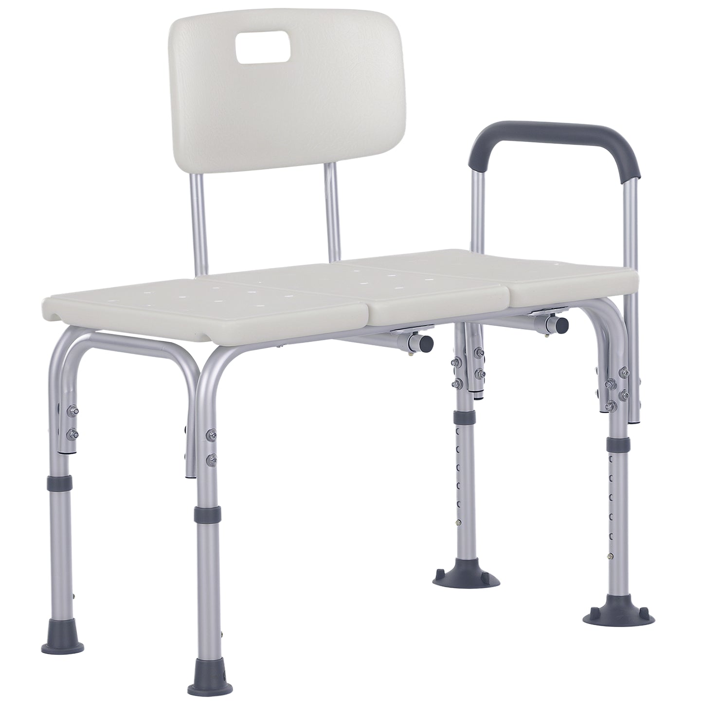 Non Slip Bath Transfer Bench for Elderly with Adjustable Height 300Lbs Capacity