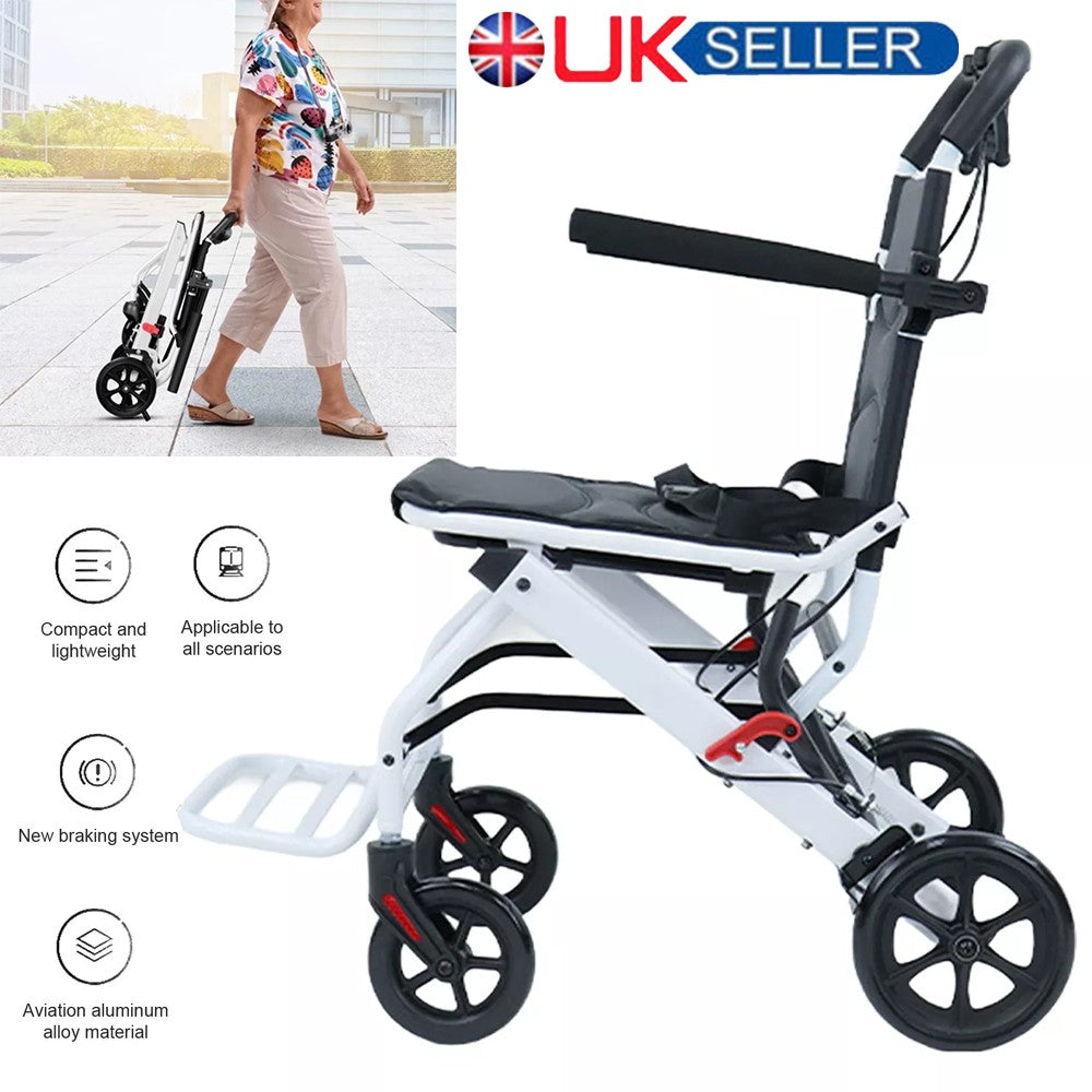 Folding Wheelchair Lightweight Portable Wheelchair with Adjustable Safety Strap