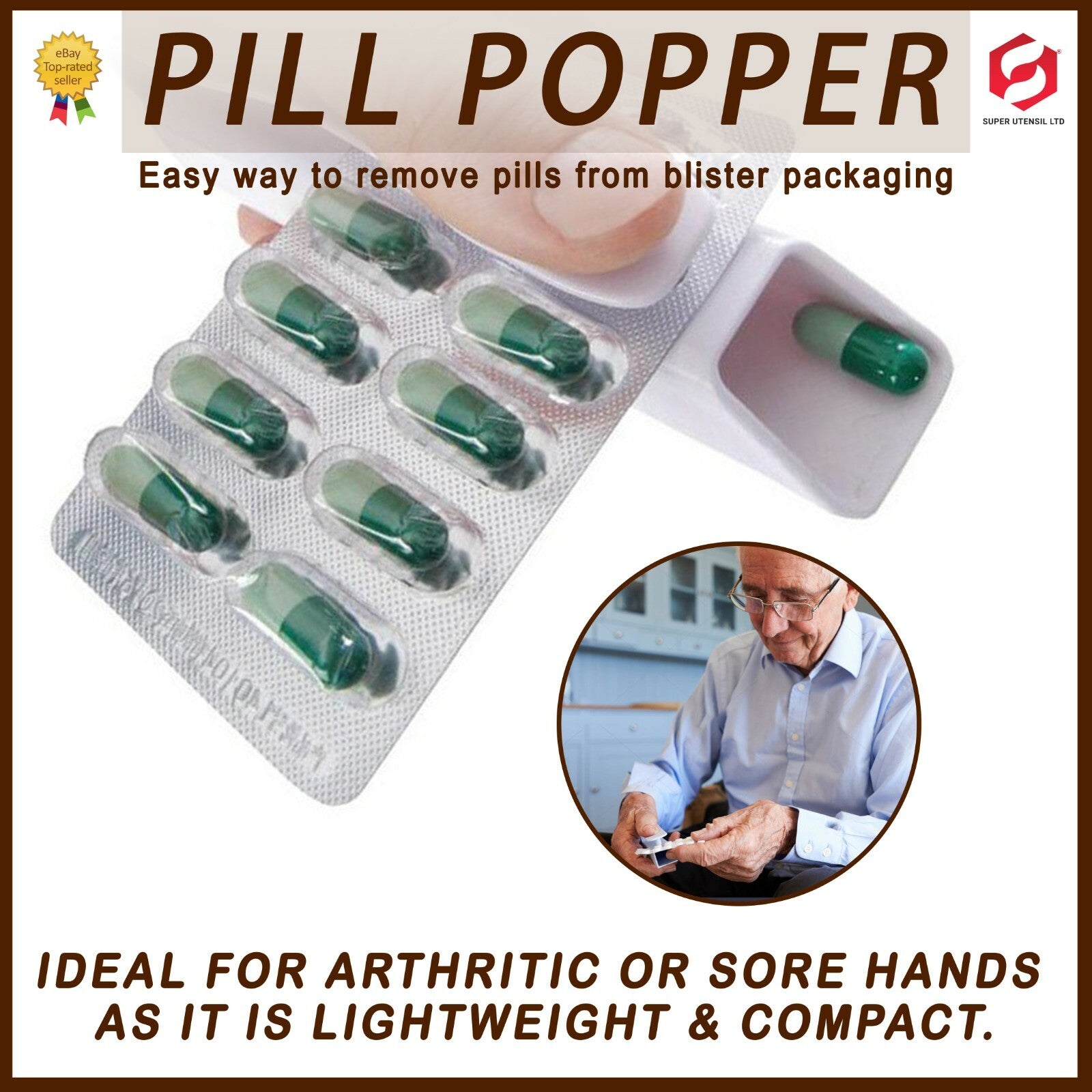 Pill Puncher Blister Pack Remover Disability Aids Tablet Popper